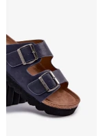 Pánské lehké pantofle s přezkami z ECO kůže Big Star – tmavě modré