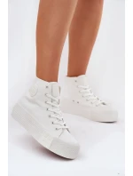 Dámské plátěné tenisky na platformě Big Star – bílé Dámské plátěné tenisky na platformě Big Star – bílé