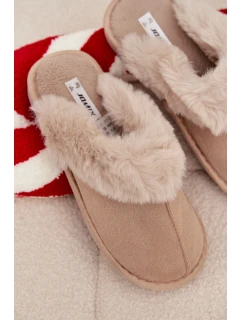 Dámské pantofle s kožíškem – béžové Carisse