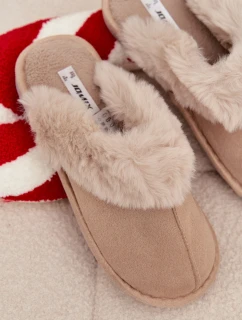 Dámské pantofle s kožíškem – béžové Carisse