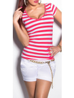 Sexy KouCla T-Shirt, striped with buttons