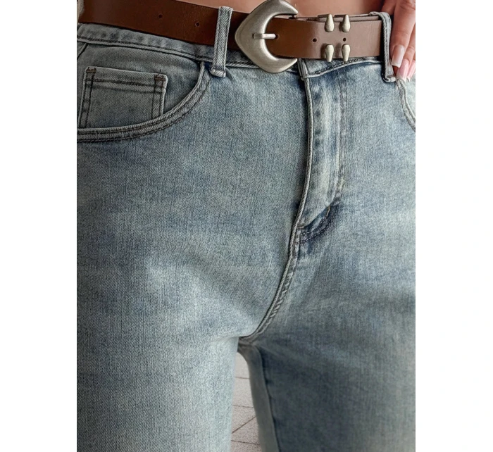 Dámské džínové kalhoty slim fit s páskem SLIMVISA modré FashionStreet UY2460