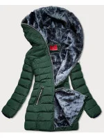 Zelená dámská prošívaná zimní bunda s kapucí (m-133) Zelená dámská prošívaná zimní bunda s kapucí (m-133)