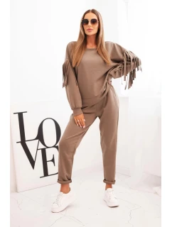 Dámský set máslový s třásněmi na rukávech fango