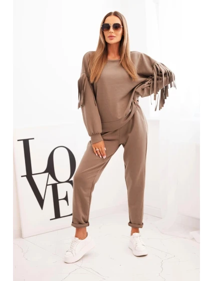 Dámský set máslový s třásněmi na rukávech fango Dámský set máslový s třásněmi na rukávech fango