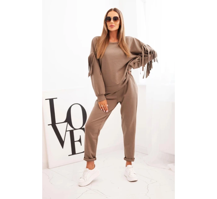 Dámský set máslový s třásněmi na rukávech fango Dámský set máslový s třásněmi na rukávech fango