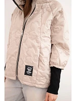 Dámská jarní prošívaná bunda se  a zipem tmavě béžová model 22040186 - K-Fashion