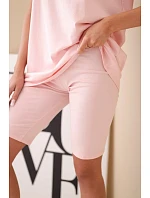 Dámský bavlněný komplet s krátkým rukávem a šortkami žlutý