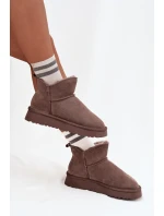 Sněhule z přírodního semiše s kožíškem model 21707916 hnědé - VINCEZA