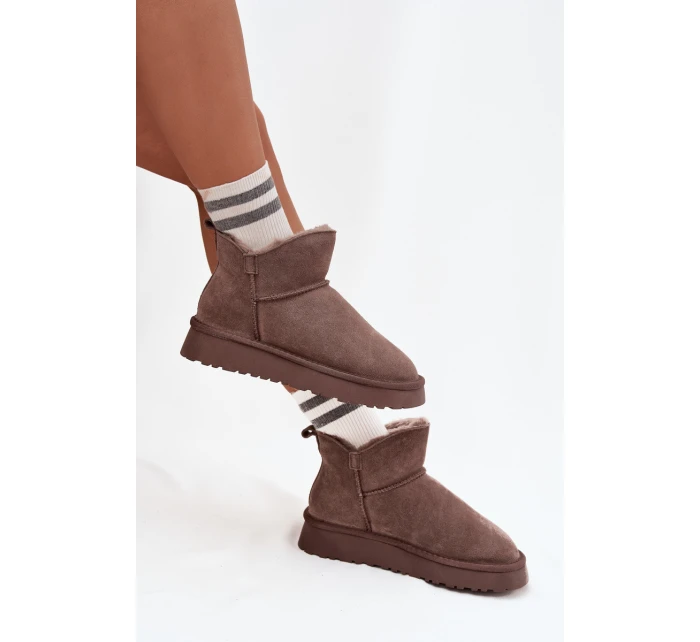 Sněhule z přírodního semiše s kožíškem model 21707916 hnědé - VINCEZA