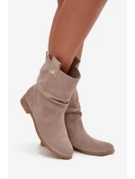 Kožené semišové dámské s řasením s  béžové model 21712955 - Zazoo