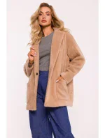 M808 Oříznuté teddy sako - béžové