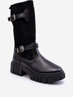 Dámské kotníkové boty s punčochou černé Abroze