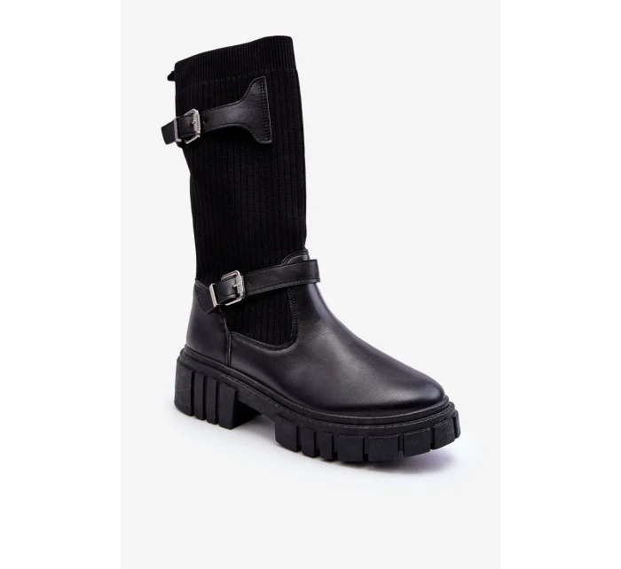 Dámské kotníkové boty s punčochou černé Abroze