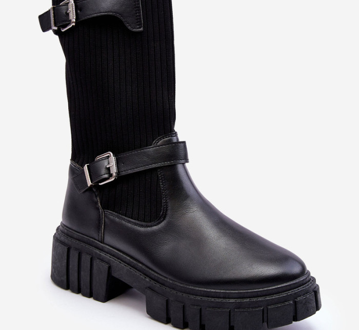 Dámské kotníkové boty s punčochou černé Abroze