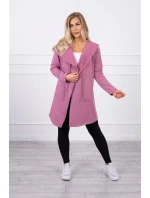 Volná bunda s kapucí 8928 tmavě růžová - Kesi