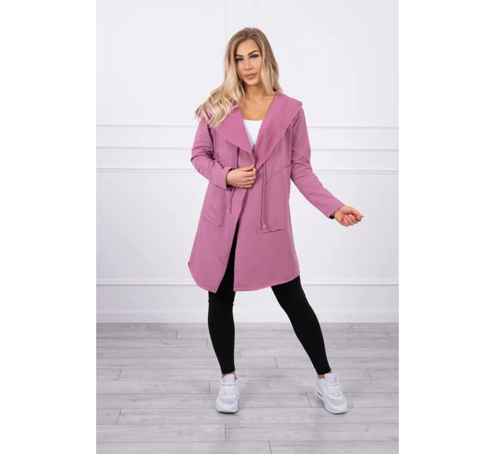 Volná bunda s kapucí 8928 tmavě růžová - Kesi