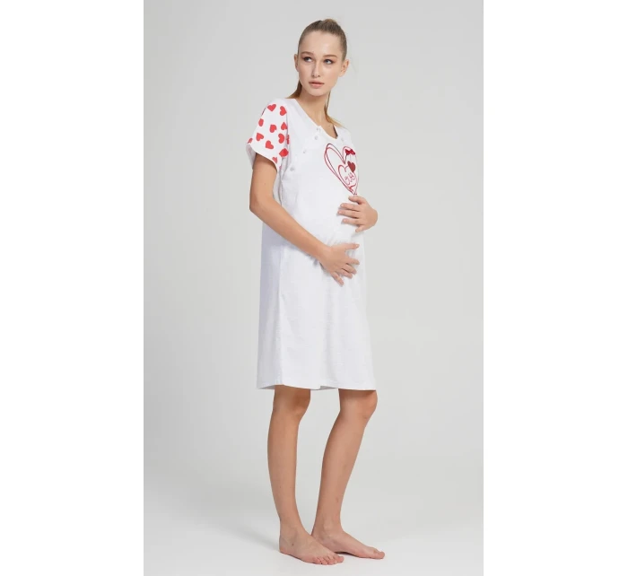 Dámská noční košile mateřská Love Světle šedá s potiskem - Vienetta