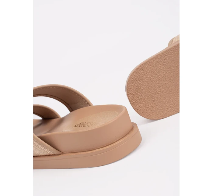 Krásné  nazouváky hnědé dámské na plochém podpatku