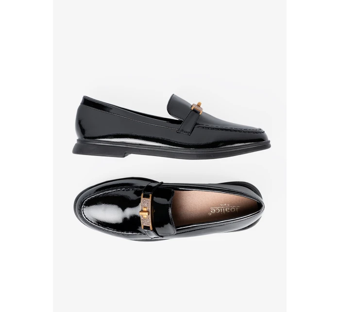 Módní dámské černé  mokasíny bez podpatku