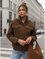 Dámská semišová velbloudí bunda typu bomber FashionStreet TY5578