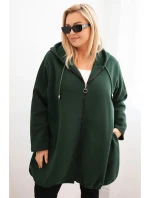 Dámská mikina zateplená Plus Size s kapucí a model 21486170 výstřihem hnědá - K-Fashion