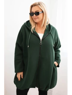 Dámská mikina zateplená Plus Size s kapucí a model 21486170 výstřihem hnědá - K-Fashion