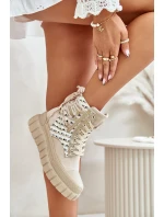 Vysoké Dámské Tenisky Na Masivní Platformě Světle Béžové Kernia Vysoké Dámské Tenisky Na Masivní Platformě Světle Béžové Kernia