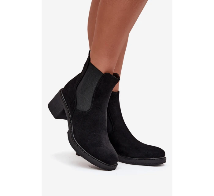 Dámské kotníkové boty na kostičkovém podpatku Luvina – černé Dámské kotníkové boty na kostičkovém podpatku Luvina – černé