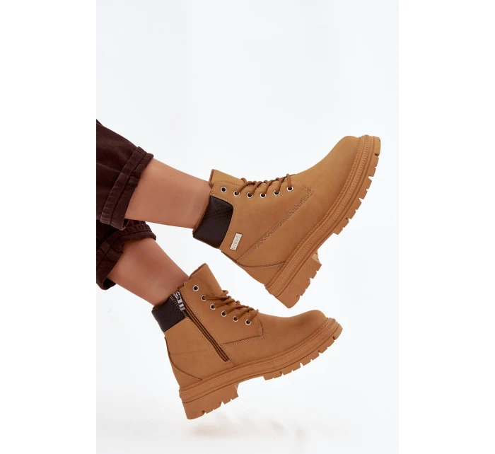 Dámské zateplené trapery na zip Selinda – camel