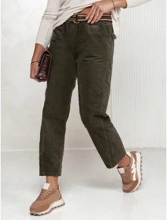 Dámské kalhoty s páskem olivové model 21981981 - Dstreet