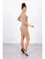 Šaty s ozdobnými knoflíky camel