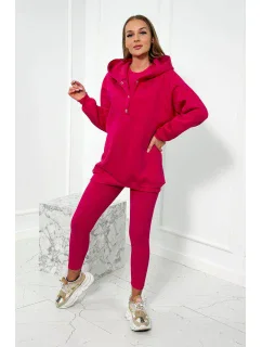 Sada 3 v 1 mikina, top a legíny fuchsiová