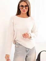Svetr dámský z viskózy s dlouhým rukávem a kulatým výstřihem béžový