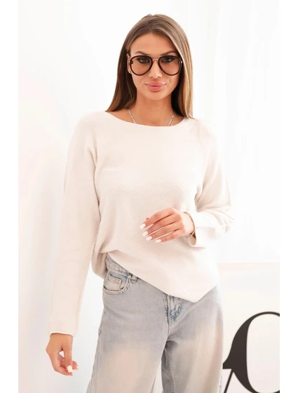 Svetr dámský z viskózy s dlouhým rukávem a kulatým výstřihem béžový
