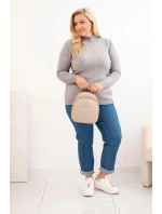 Dámský svetr Plus Size z viskózy s rolákem šedý