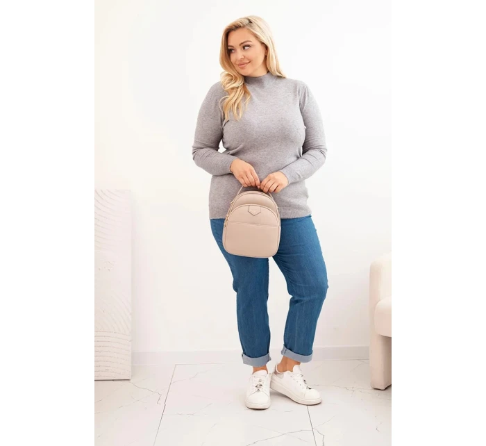 Dámský svetr Plus Size z viskózy s rolákem šedý