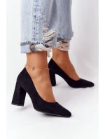 Semišové Lodičky Na Podpatku model 21549621 Černé - SERGIO LEONE