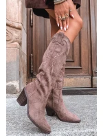 Dámské na podpatku z eko semiše khaki model 21714741 - Boto