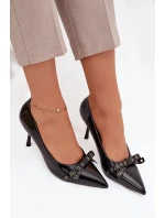 Lakované lodičky s mašlí Janisse – černé Lakované lodičky s mašlí Janisse – černé