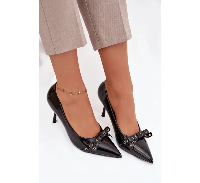 Lakované lodičky s mašlí Janisse – černé Lakované lodičky s mašlí Janisse – černé