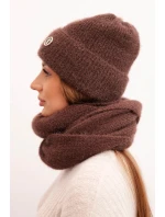 Dámská souprava s čepicí a šálou hnědá - K-Fashion Dámská souprava s čepicí a šálou hnědá - K-Fashion