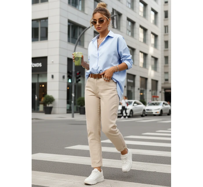 damskie mom fit z  beżowe model 22014084 - FashionStreet