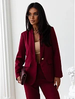 Elegantní dámský kostým – sako a kalhoty v barvě bordó, FashionStreet AY1246