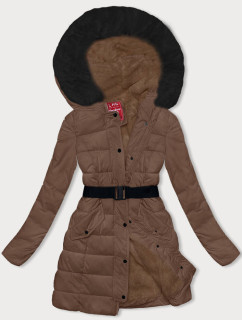 Hnědá péřová dámská zimní bunda (2M-007)