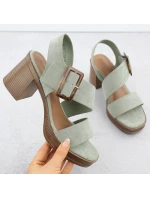 Dámské semišové sandály na jehlovém podpatku zelené model 22015546 - Potocki Dámské semišové sandály na jehlovém podpatku zelené model 22015546 - Potocki