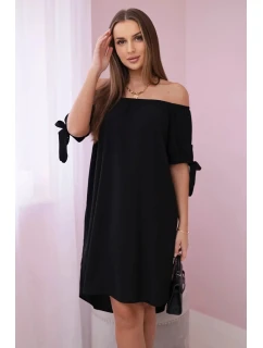 Šaty svázané na rukávech černé