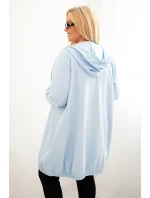 Dámská mikina Plus Size bavlněná s kapucí a zipem modrá Dámská mikina Plus Size bavlněná s kapucí a zipem modrá
