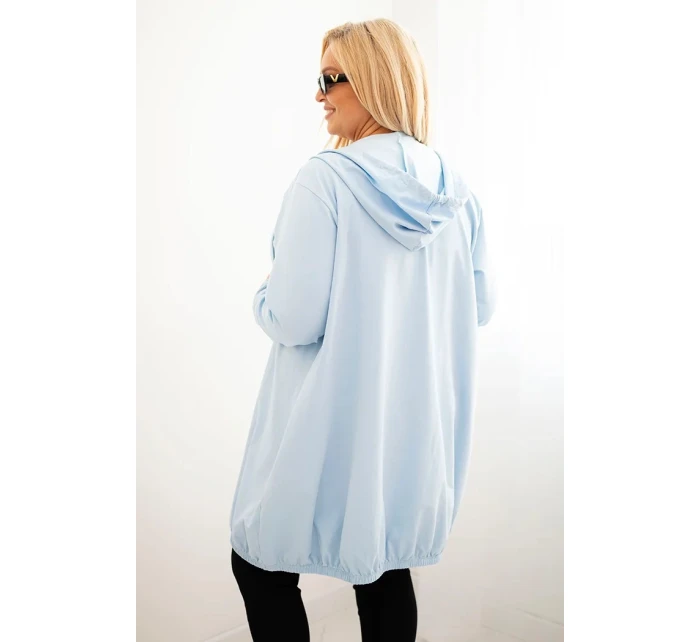 Dámská mikina Plus Size bavlněná s kapucí a zipem modrá Dámská mikina Plus Size bavlněná s kapucí a zipem modrá