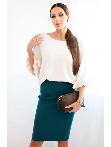 Dámská sukně z úpletu mořská model 21407187 - K-Fashion Dámská sukně z úpletu mořská model 21407187 - K-Fashion